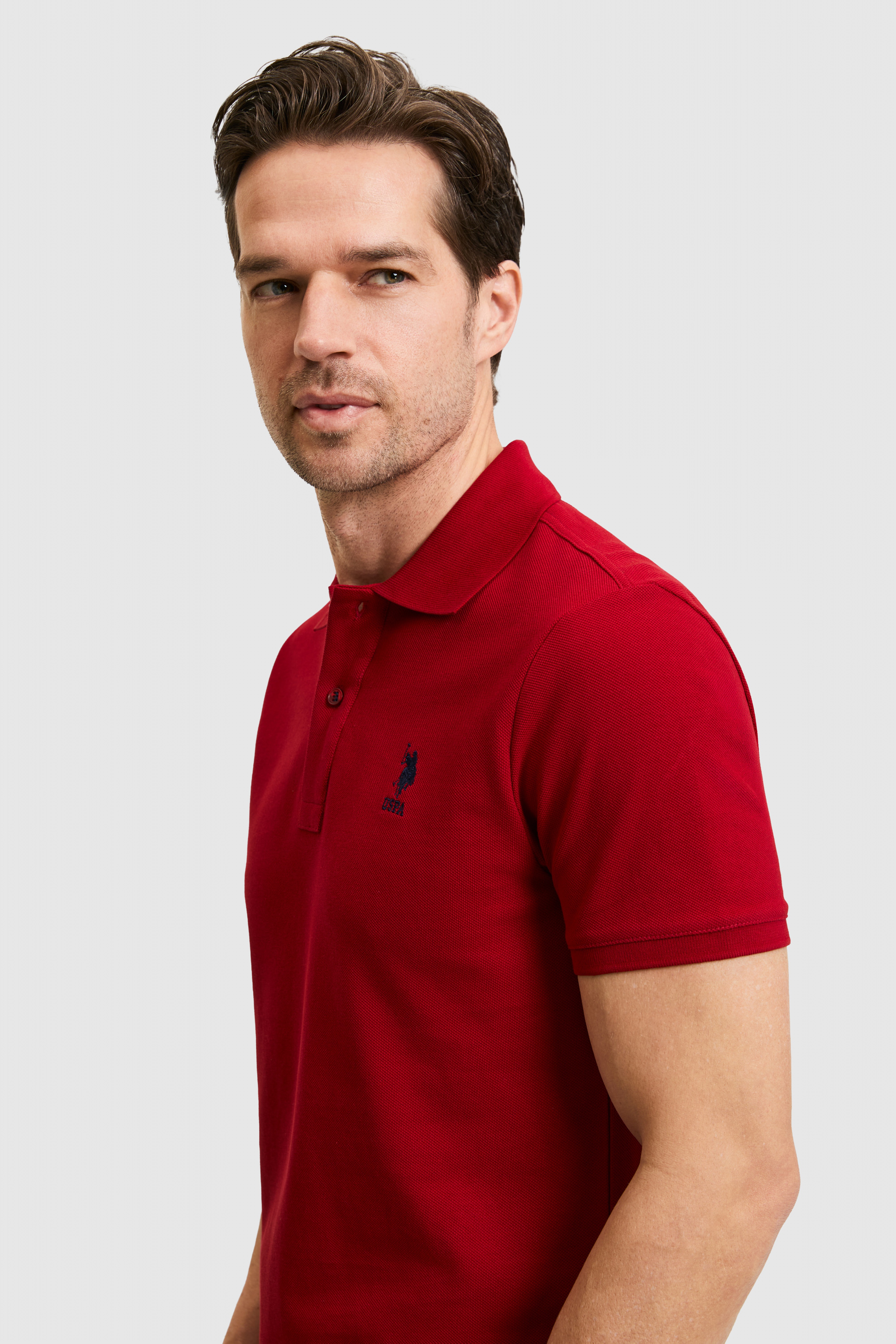 Erkek Slim Fit Polo Yaka Bordo Basic Tişört - Image 2