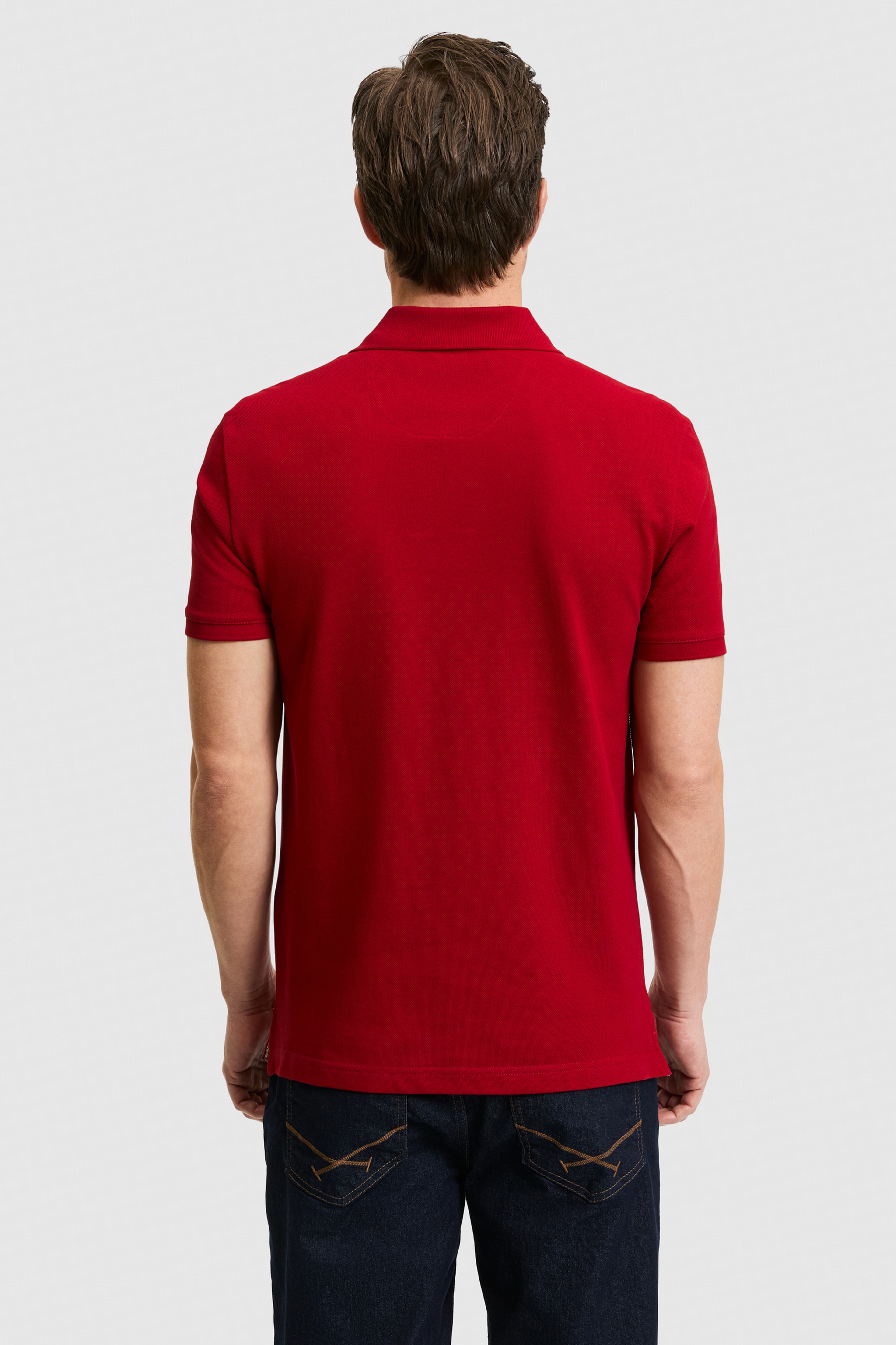 Erkek Slim Fit Polo Yaka Bordo Basic Tişört - Image 5