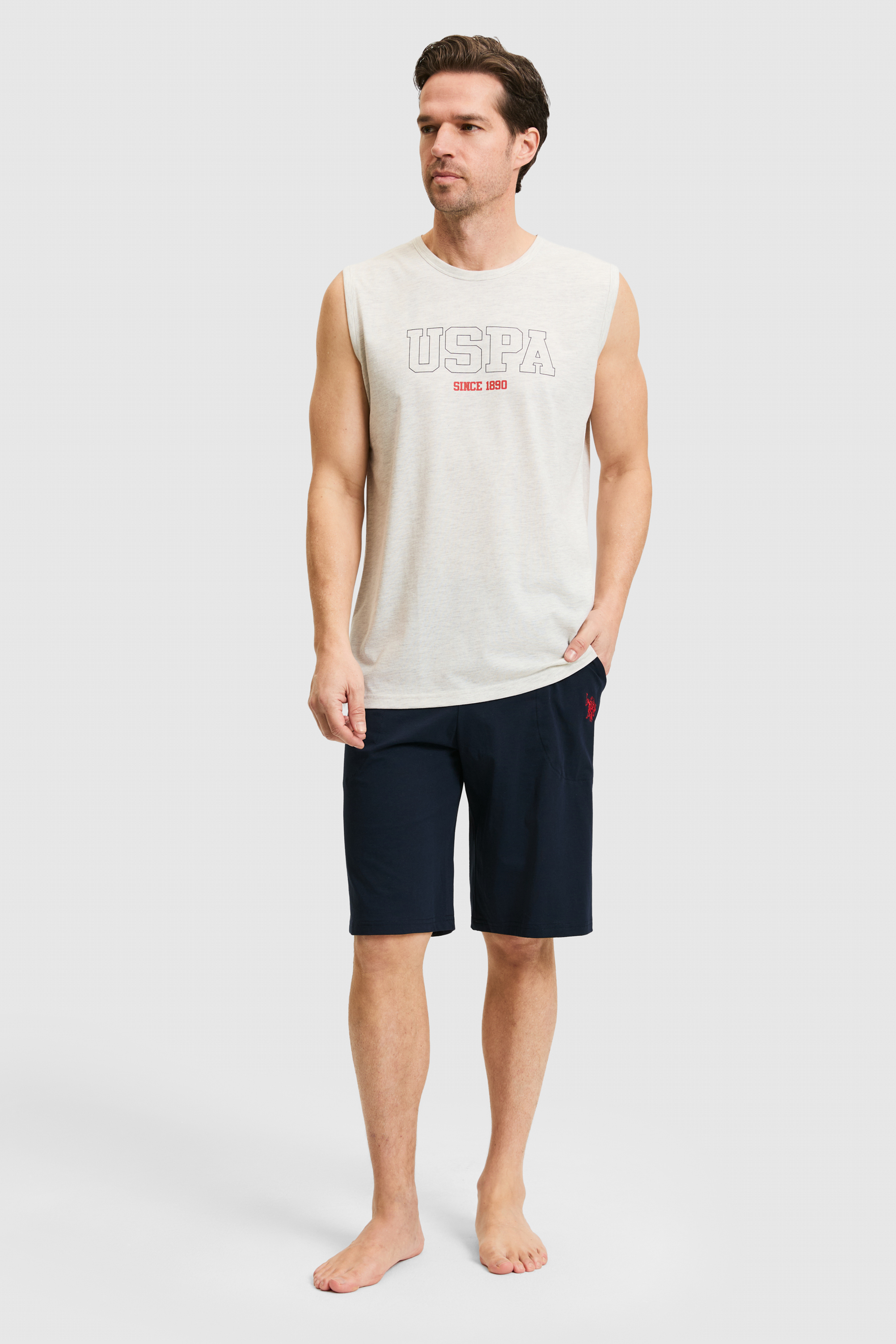 Erkek Açık Gri Melanj Pijama Takımı - 50326134005
