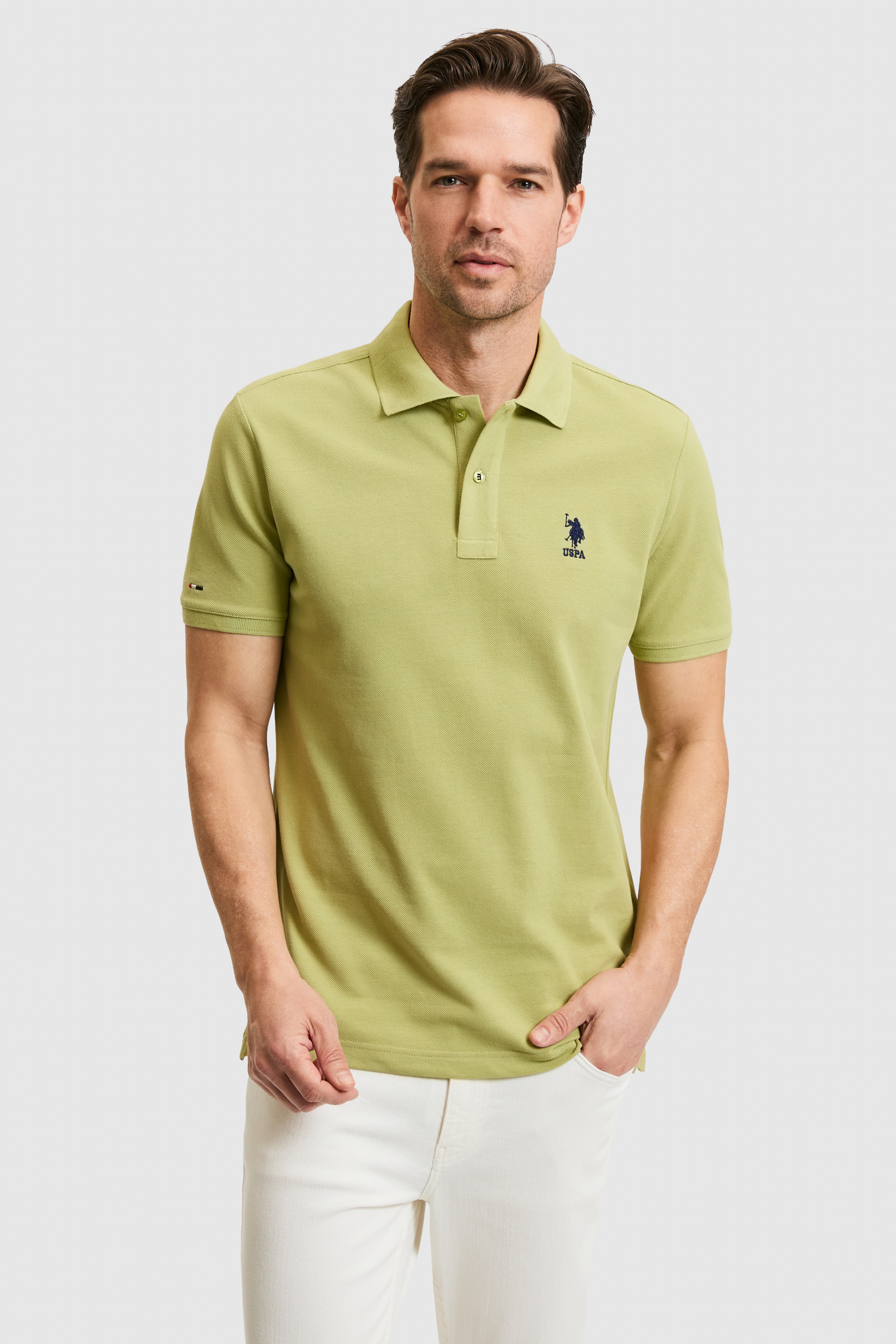 Erkek Slim Fit Polo Yaka Çağla Basic Tişört - Image 1