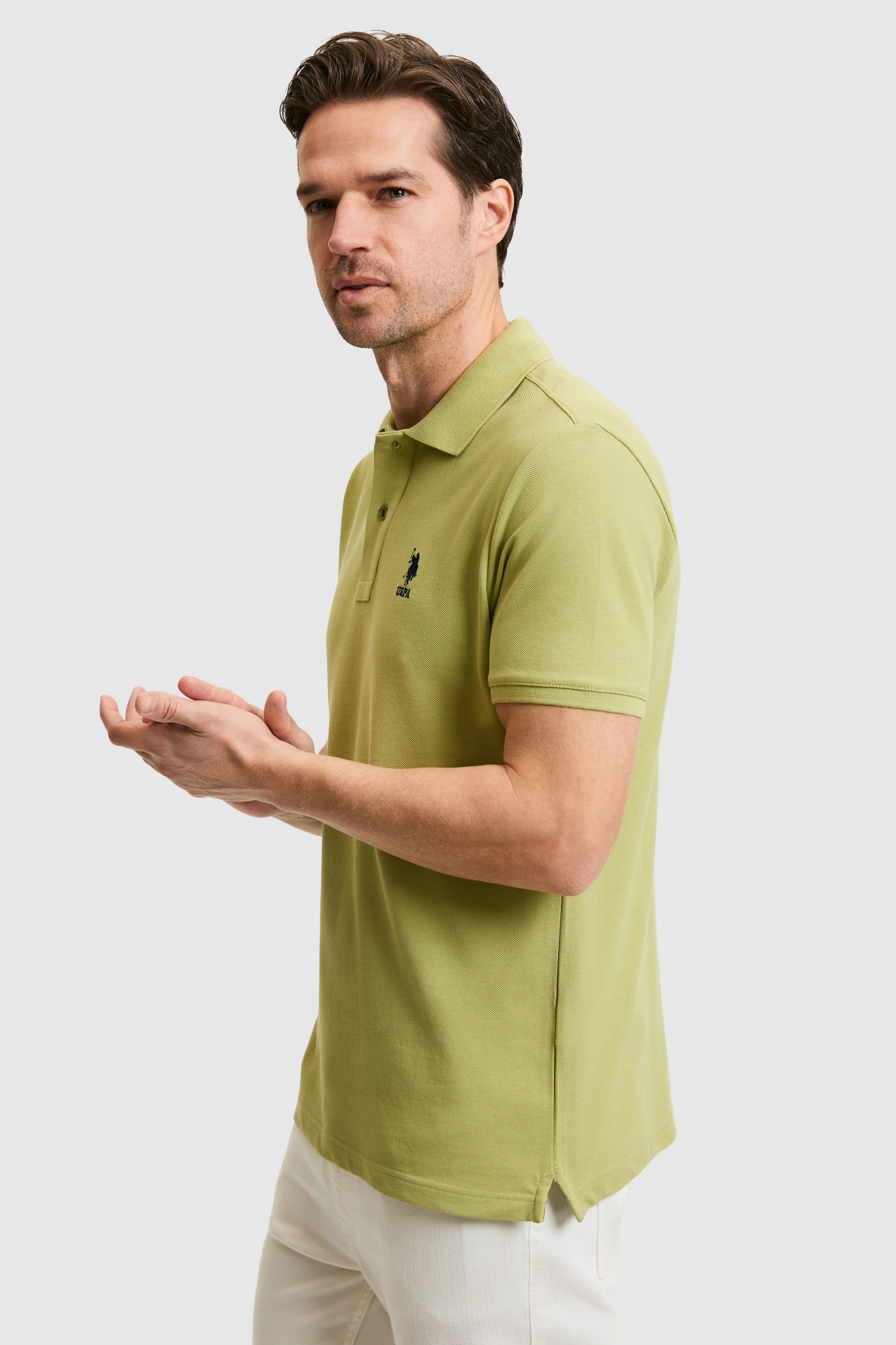 Erkek Slim Fit Polo Yaka Çağla Basic Tişört