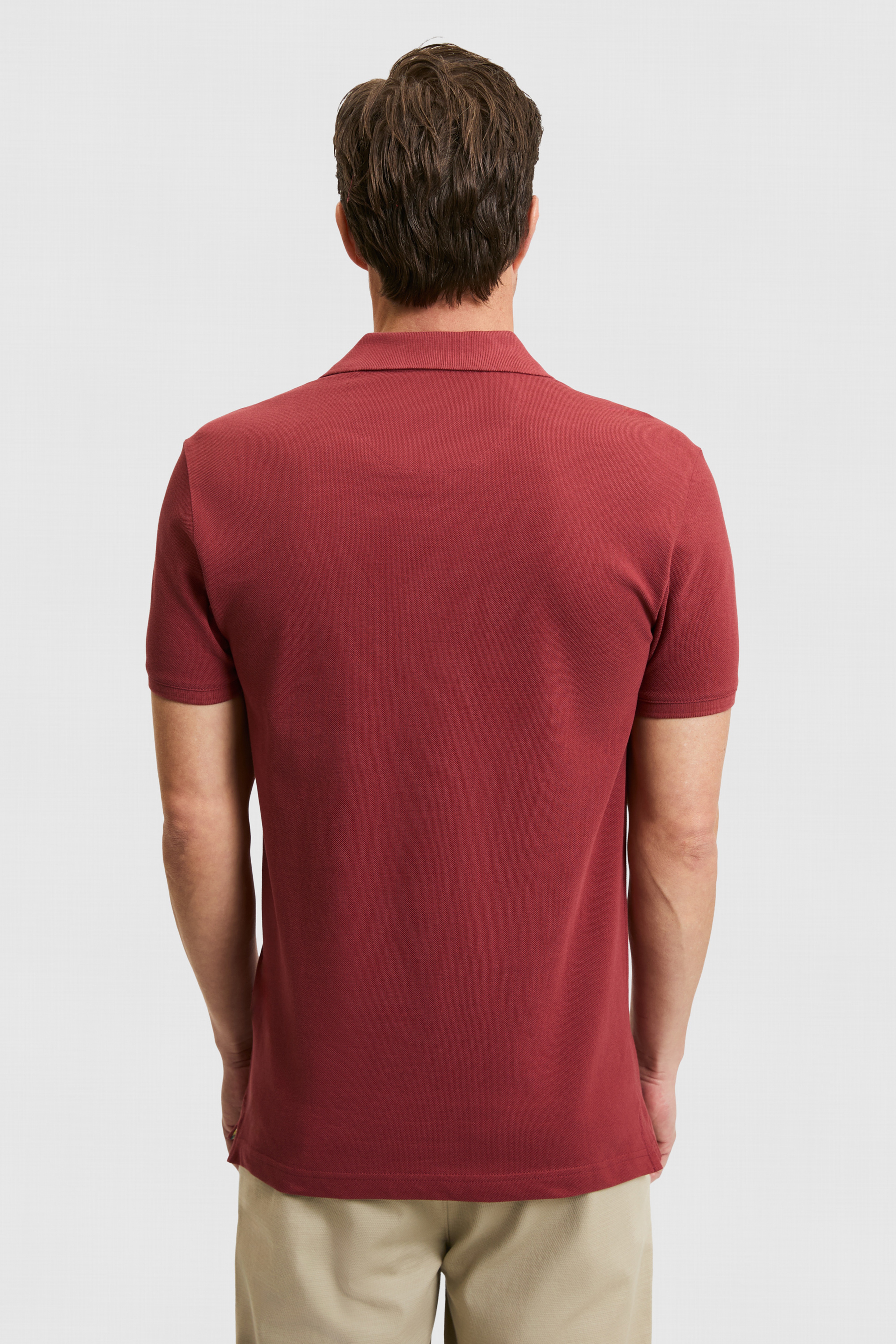Erkek Slim Fit Polo Yaka Vişne Basic Tişört