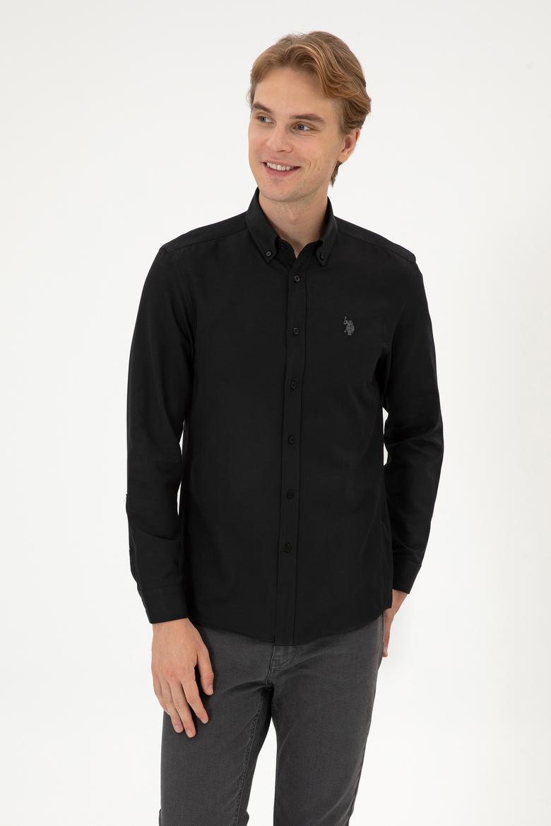 Erkek Siyah Uzun Kollu Basic Gömlek