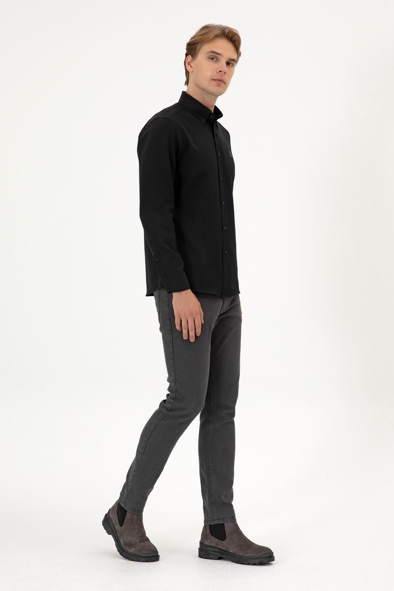 Erkek Siyah Uzun Kollu Basic Gömlek - 50324708051
