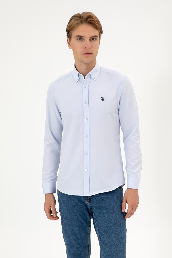 Erkek Açık Mavi Uzun Kollu Basic Gömlek