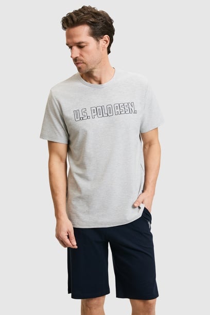 Erkek Açık Gri Melanj Pijama Takımı