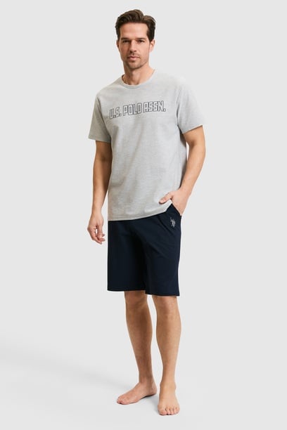 Erkek Açık Gri Melanj Pijama Takımı