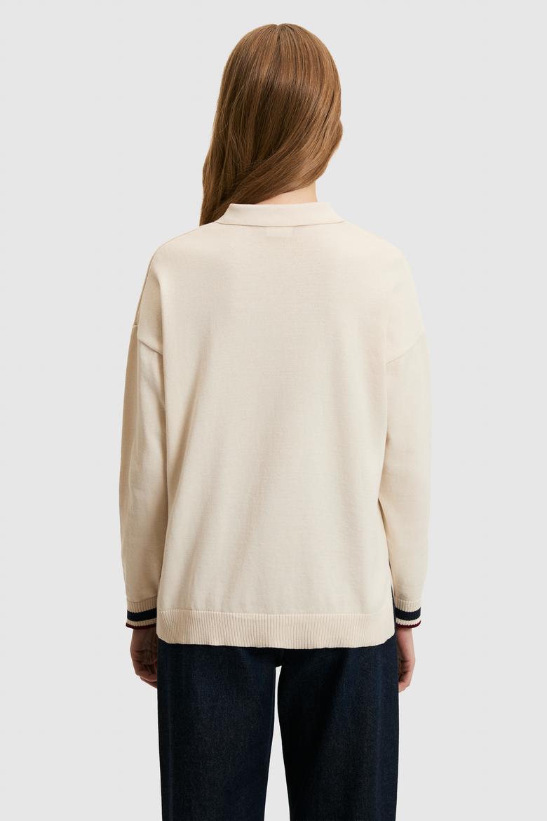 Kadın Krem Polo Yaka Kazak - 50314707010