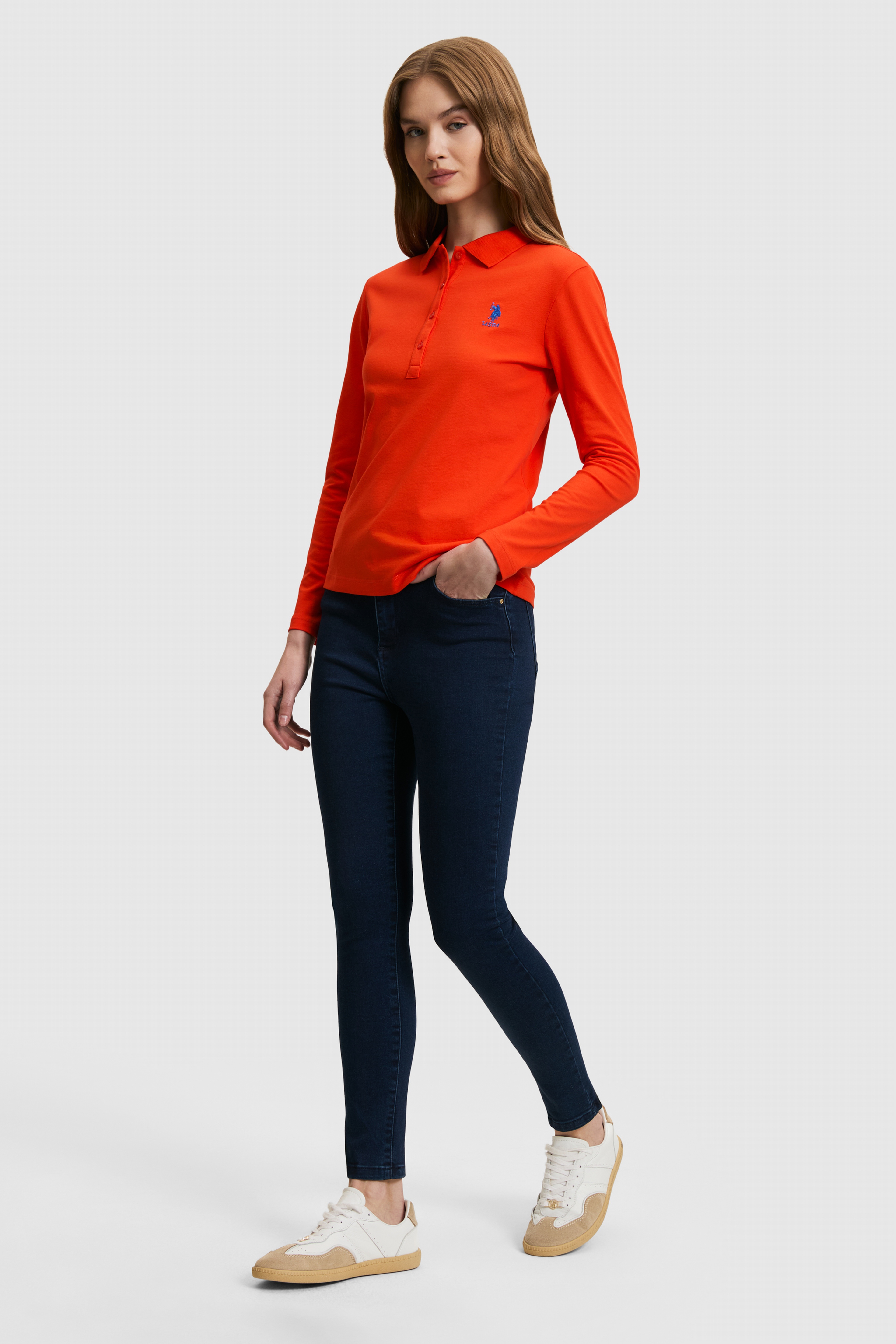 Kadın Turuncu Basic Sweatshirt - Image 4