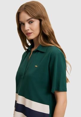 Kadın Koyu Yeşil Polo Yaka Tişört - 50319995024