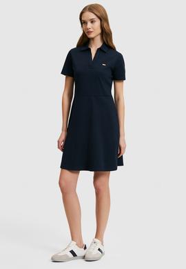 Kadın Lacivert Polo Yaka Örme Elbise - 50323539021