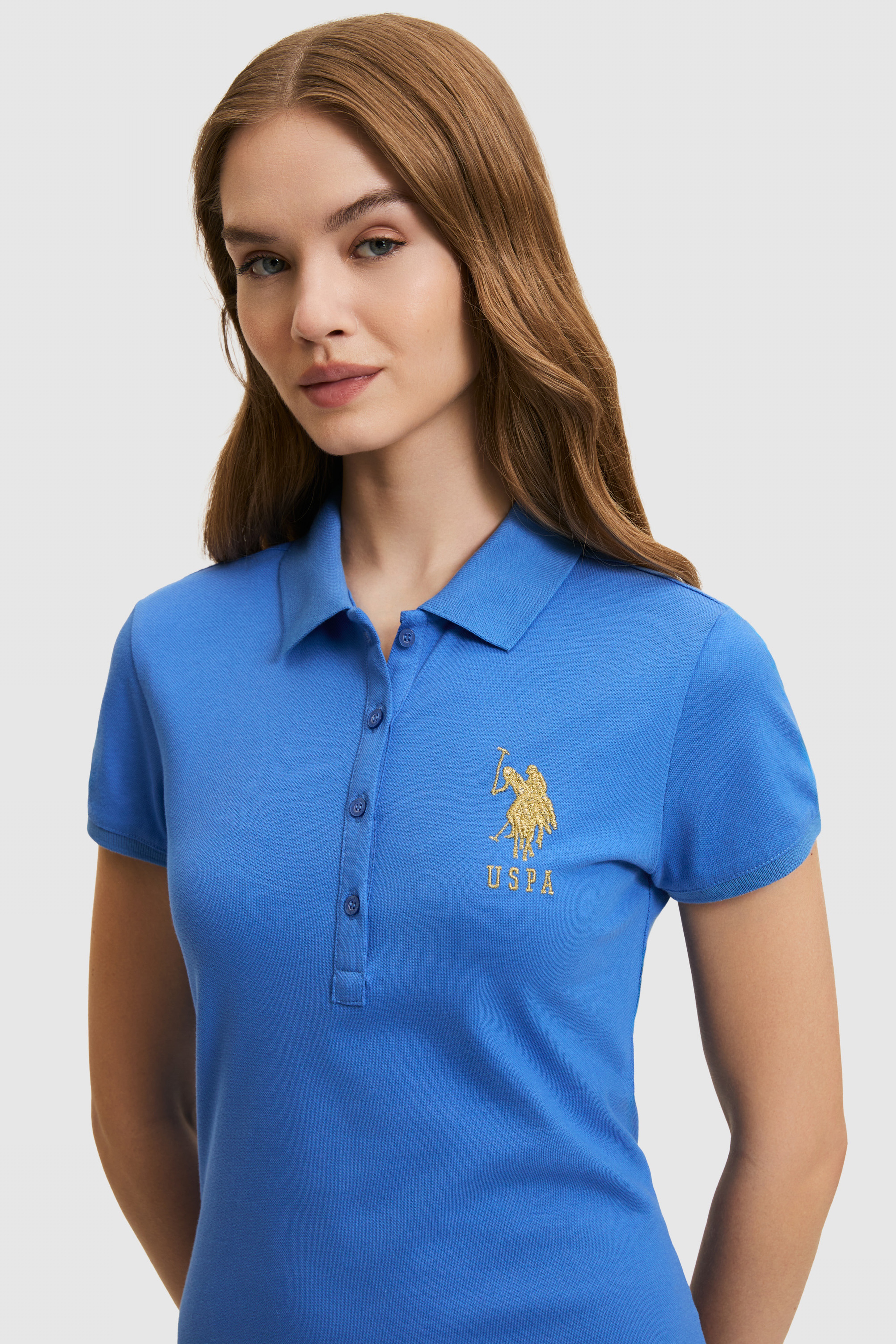 Kadın İndigo Polo Yaka Mini Boy Örme Elbise