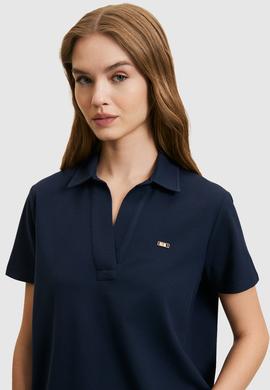 Kadın Lacivert Polo Yaka Basic Tişört - 50323447049