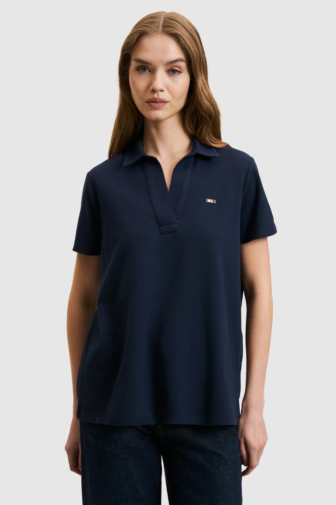 Kadın Lacivert Polo Yaka Basic Tişört