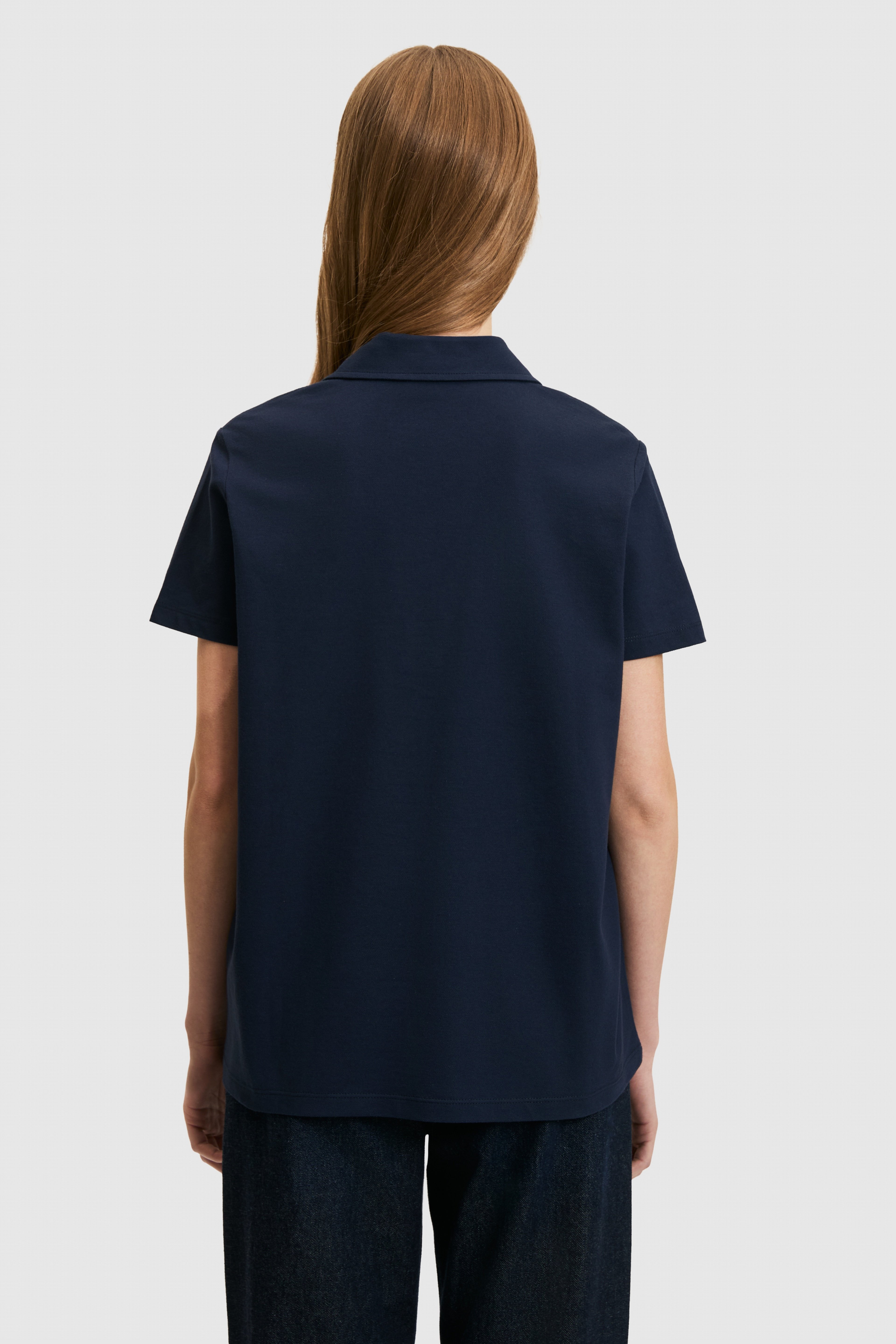 Kadın Lacivert Polo Yaka Basic Tişört - Image 5