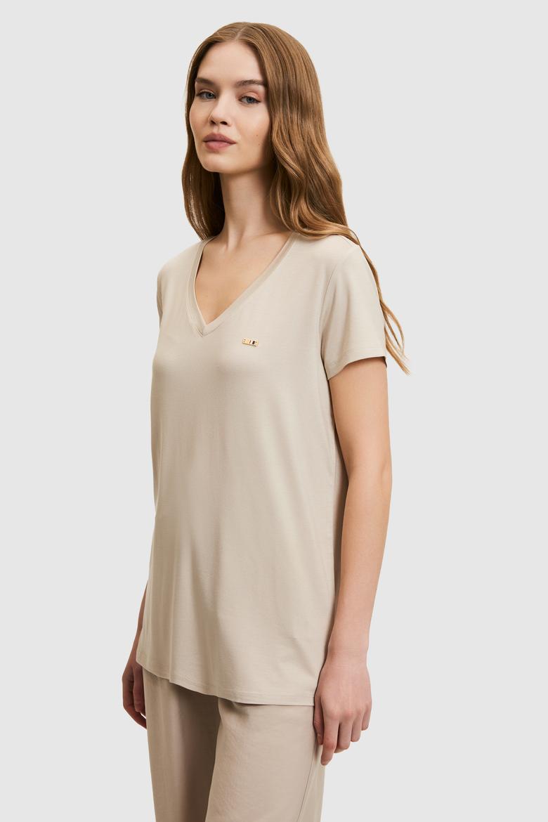Kadın Taş Basic Tişört - 50323448060