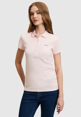 Kadın Açık Pembe Polo Yaka Düğme Detaylı Basic Tişört - 50323461224