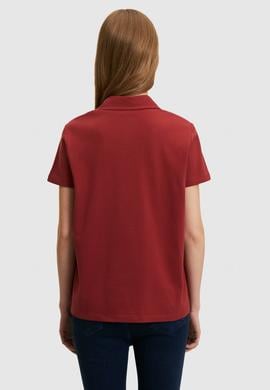 Kadın Vişne Polo Yaka Basic Tişört - 50323447108