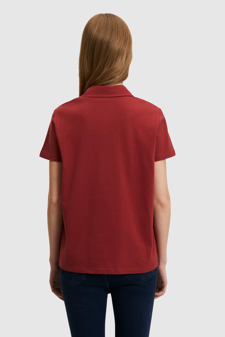 Kadın Vişne Polo Yaka Basic Tişört - 50323447108