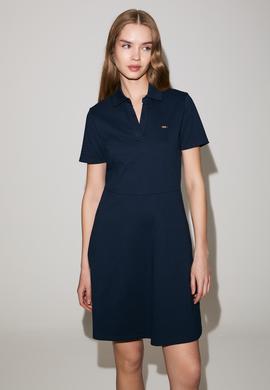 Kadın Lacivert Polo Yaka Örme Elbise - 50323539021