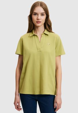 Kadın Yeşil Polo Yaka Basic Tişört - 50323447024