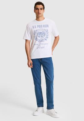 Erkek Comfort Fit Bisiklet Yaka Beyaz Tişört - 50325888011