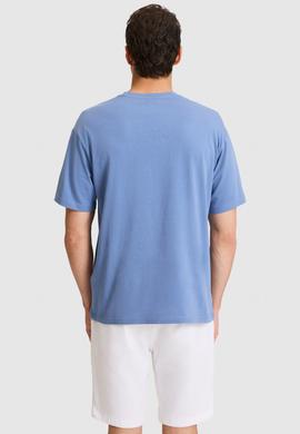 Erkek Comfort Fit Bisiklet Yaka İndigo Tişört - 50325888001