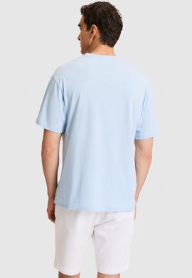 Erkek Comfort Fit Bisiklet Yaka Açık Mavi Tişört - 50325984010