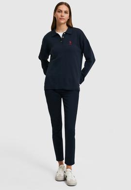 Kadın Lacivert Polo Yaka Kazak - 50314707020