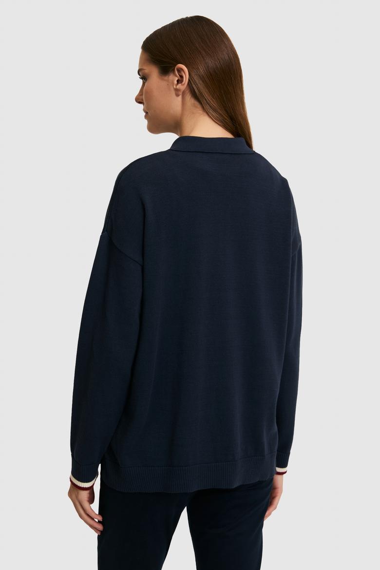 Kadın Lacivert Polo Yaka Kazak - 50314707020