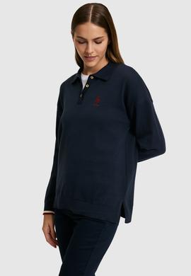 Kadın Lacivert Polo Yaka Kazak - 50314707020