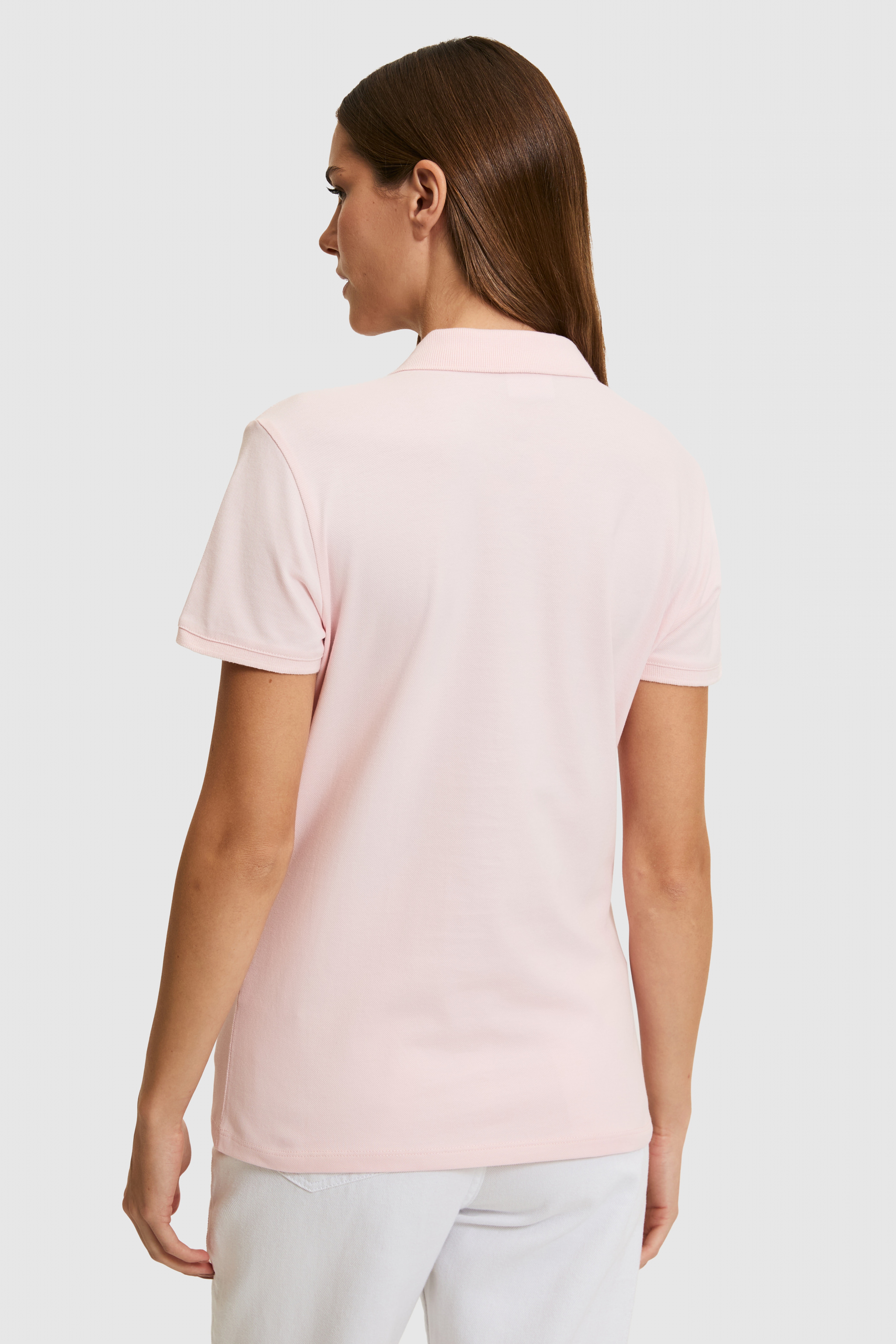 Kadın Açık Pembe Polo Yaka Basic Tişört - Image 6