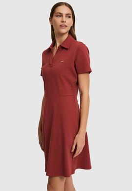 Kadın Vişne Polo Yaka Örme Elbise - 50323539045