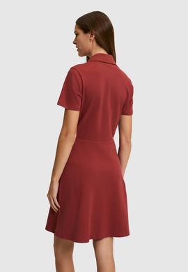 Kadın Vişne Polo Yaka Örme Elbise - 50323539045
