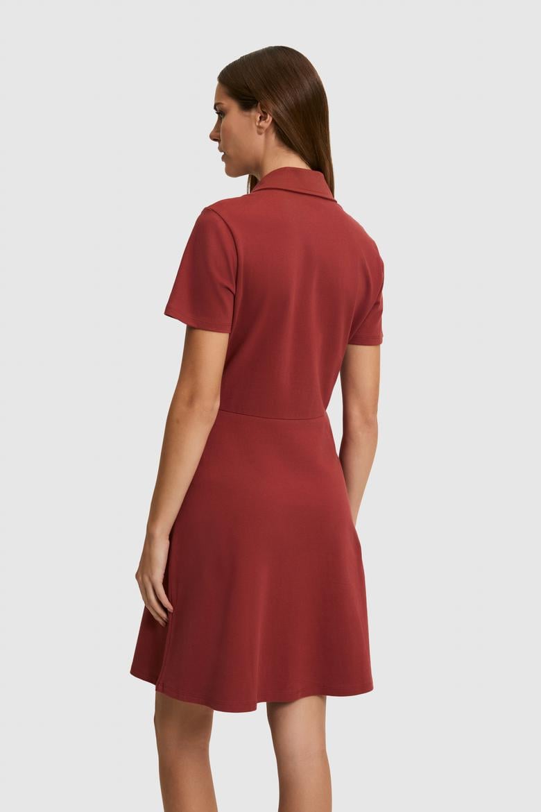 Kadın Vişne Polo Yaka Örme Elbise - 50323539045