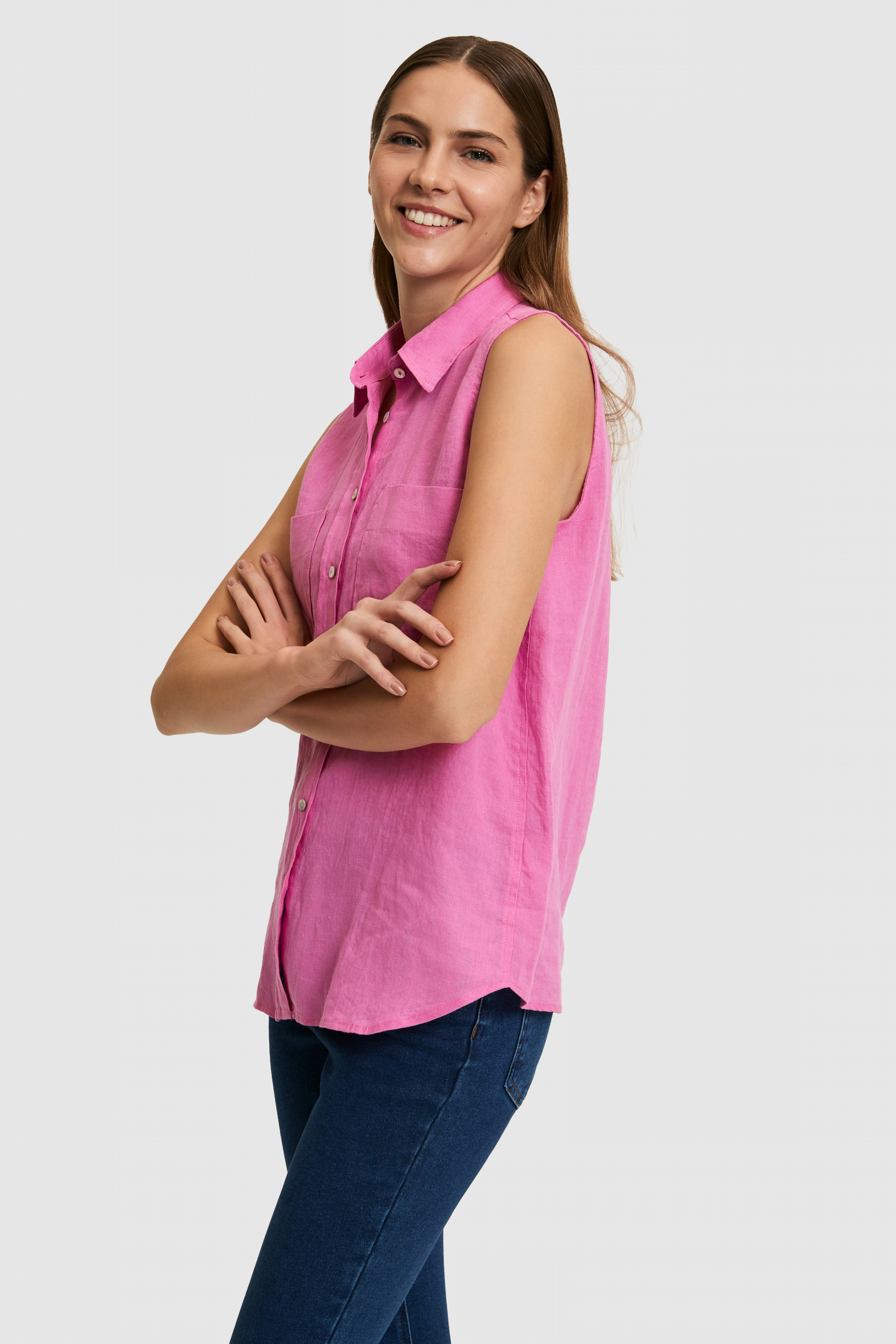 Kadın Fuşya Kısa Kollu Gömlek - 50299740047