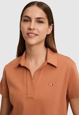 Kadın Gül Kurusu Polo Yaka Basic Tişört - 50323447048