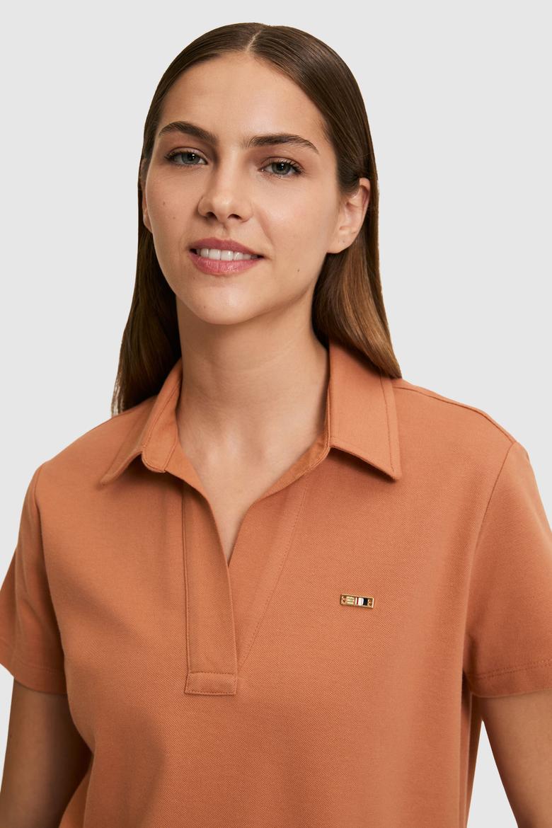 Kadın Gül Kurusu Polo Yaka Basic Tişört - 50323447048