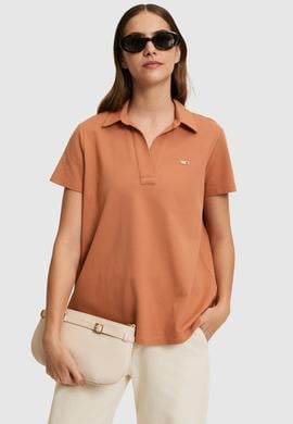 Kadın Gül Kurusu Polo Yaka Basic Tişört - 50323447048