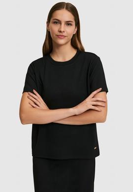 Kadın Siyah Bisiklet Yaka Basic Tişört - 50323533027