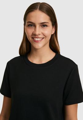 Kadın Siyah Bisiklet Yaka Basic Tişört - 50323533027