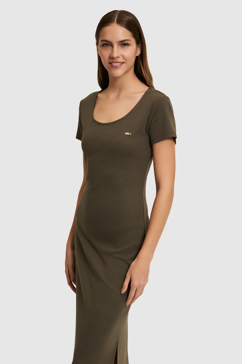 Kadın Koyu Haki Örme Elbise - 50323509044