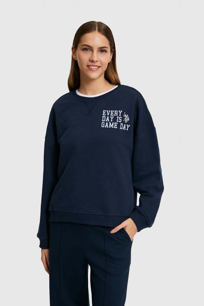 Kadın Lacivert Bisiklet Yaka Sweatshirt - 50271646025