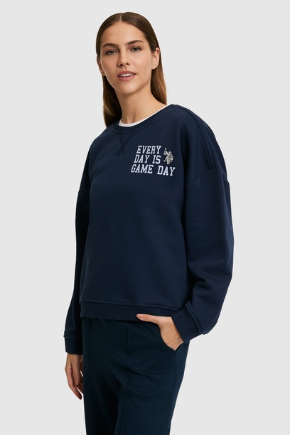 Kadın Lacivert Bisiklet Yaka Sweatshirt