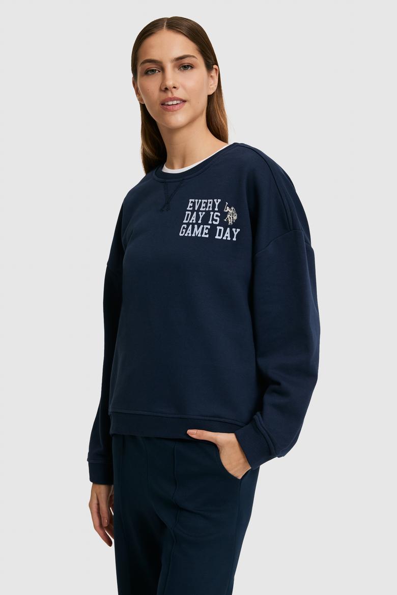Kadın Lacivert Bisiklet Yaka Sweatshirt - 50271646025