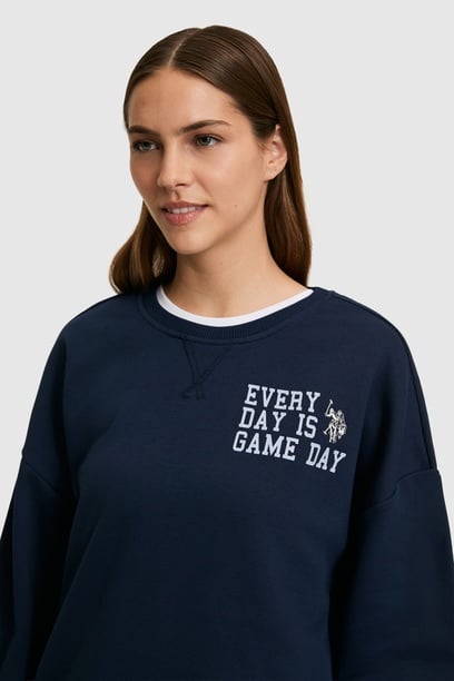 Kadın Lacivert Bisiklet Yaka Sweatshirt