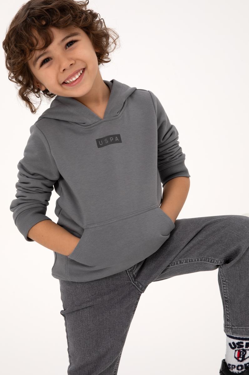 Erkek Çocuk Gri Kapüşonlu Sweatshirt