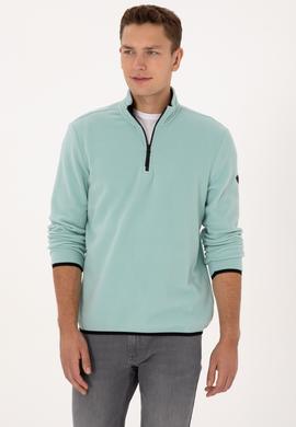 Erkek Regular Fit Mint Polar Yarım Fermuarlı Basic Sweatshirt - 50313777117