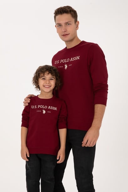 Erkek Regular Fit Bisiklet Yaka Bordo İnce Basic Sweatshirt