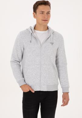 Erkek Regular Fit Açık Gri Şardonlu Örme Hırka - 50313755123